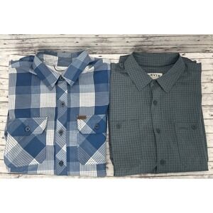 Orvis Fishing Shirts M Blue Plaid Short Sleeve Lightweight Button Up Lot of 2